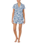 Short Sleeve Knit Notch Collar Boxer PJ Set Paisley P85012