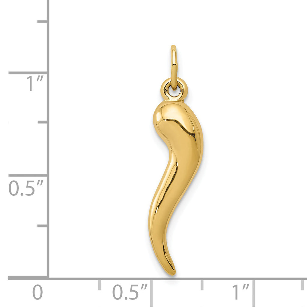 14K Yellow Gold Italian Horn Pendant Charm A881057