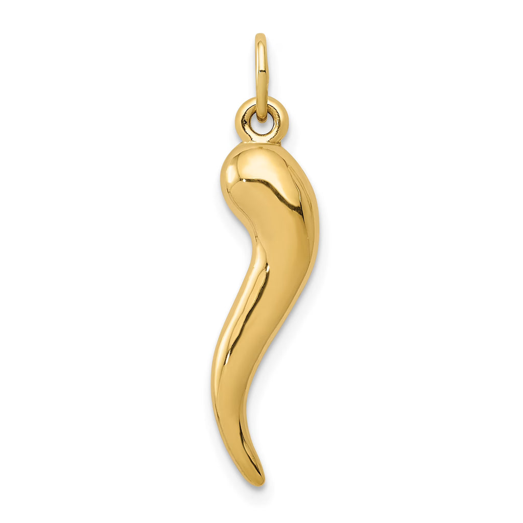 14K Yellow Gold Italian Horn Pendant Charm A881057