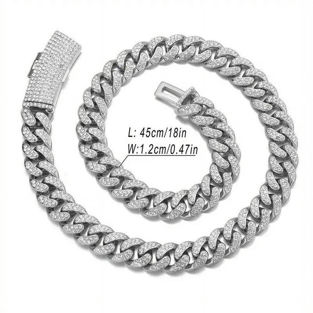 Silver Plated 18" Cuban Choker Chain Necklace O667039