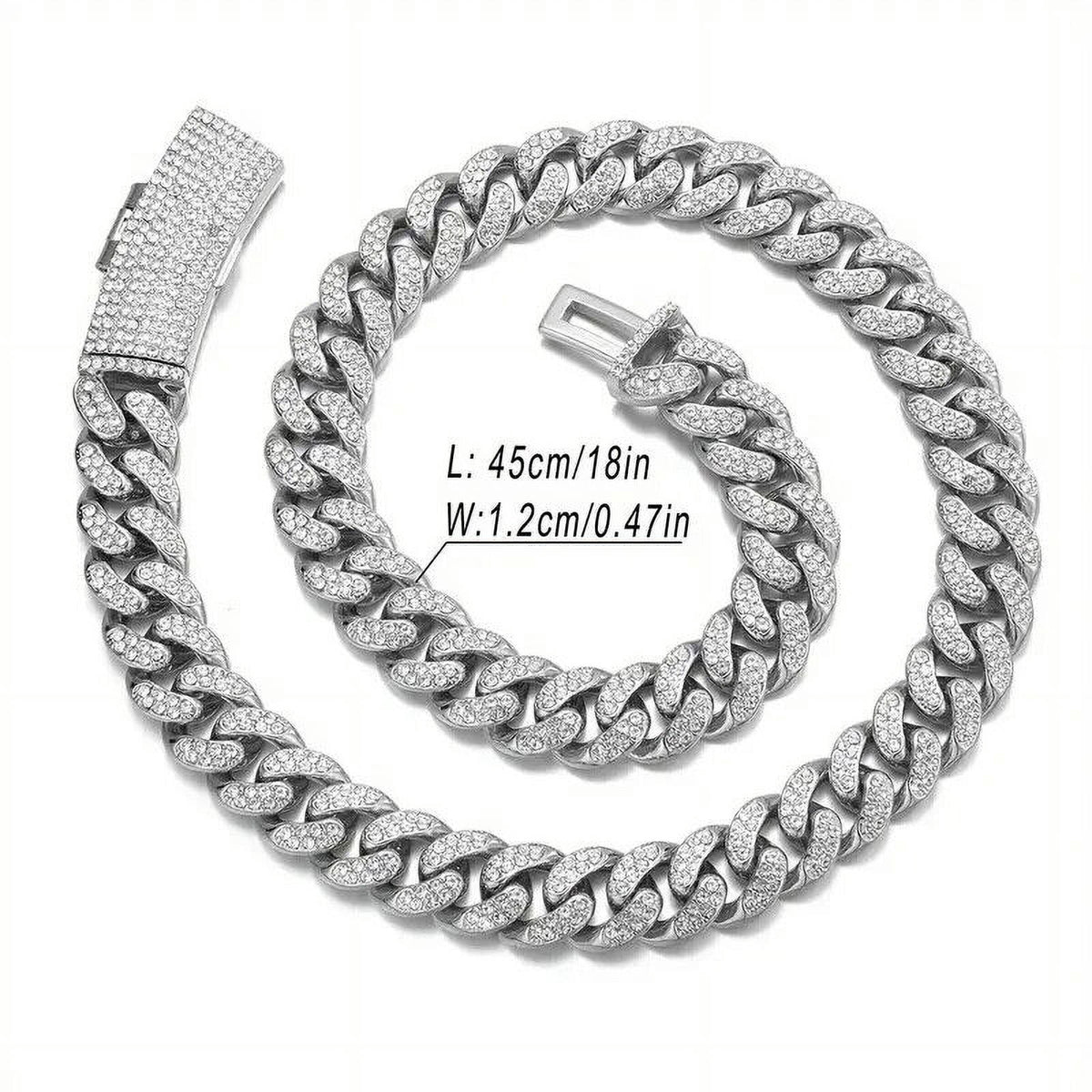 Silver Plated 18" Cuban Choker Chain Necklace O667039
