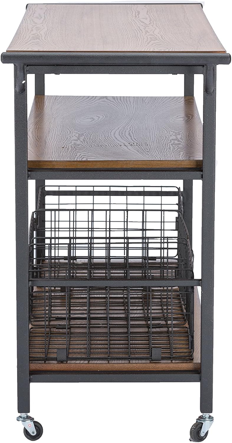 Brown Wood and Metal Kitchen Cart G40163