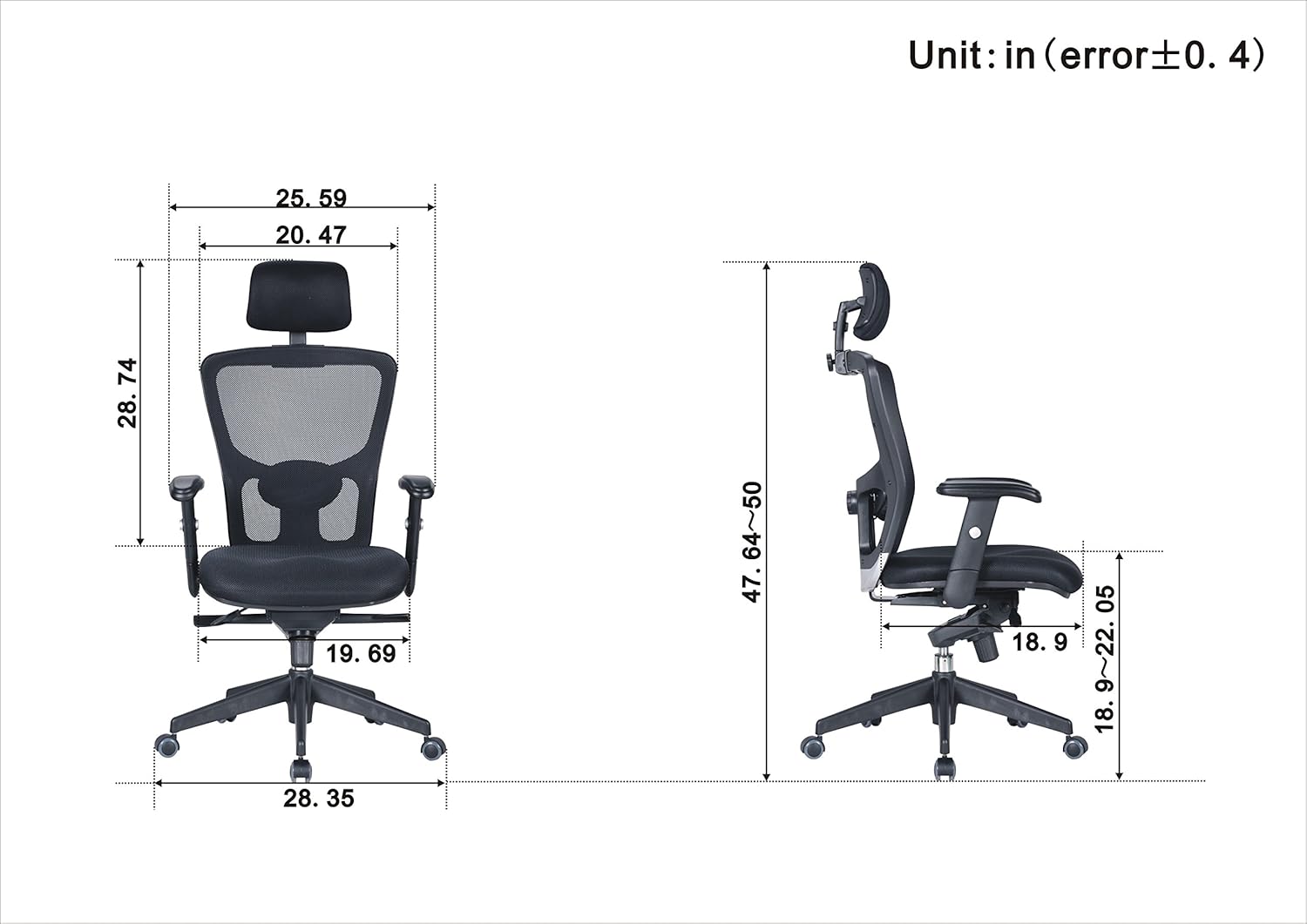 Ergonomic Black Mesh High Back Executive Office Chair R68159