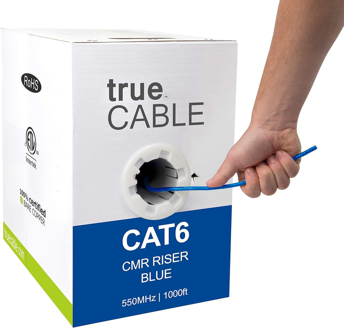 Cat6 Riser 1000ft Yellow 23AWG 4 Pair Solid Bare Copper Bulk Ethernet Cable D215