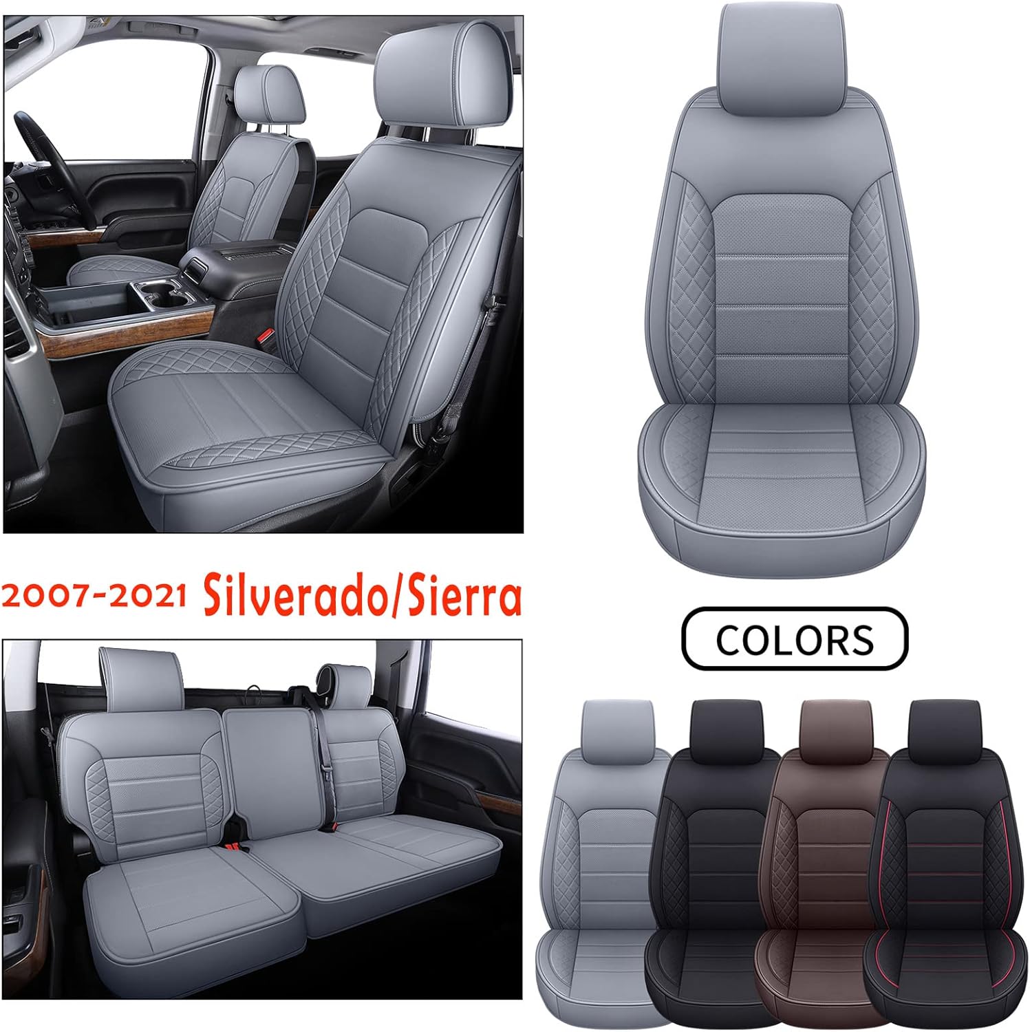Black Faux Leather Seat Covers Full Set R3414