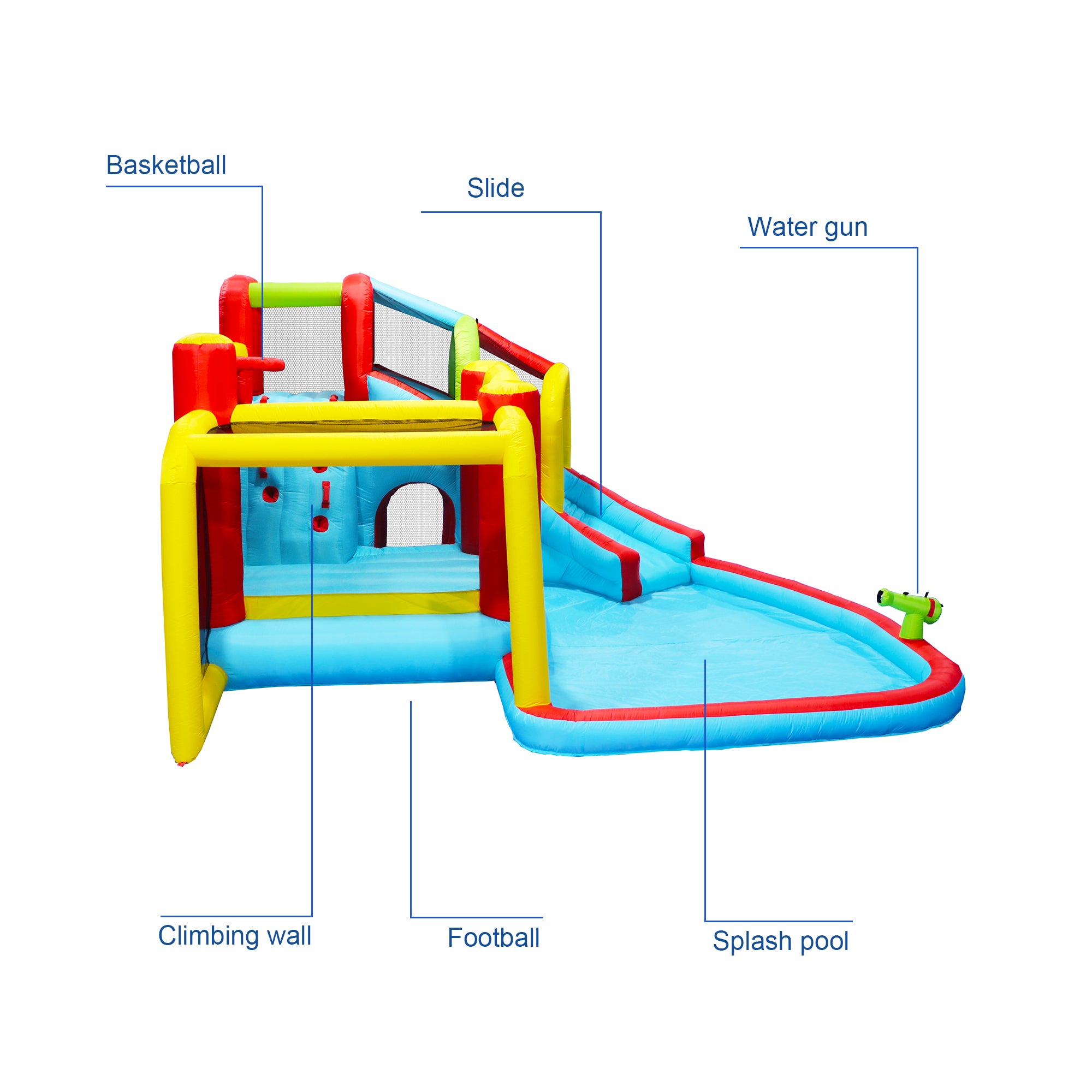 7 in 1 Inflatable Water Park Bouncer with Splash Pool L77826