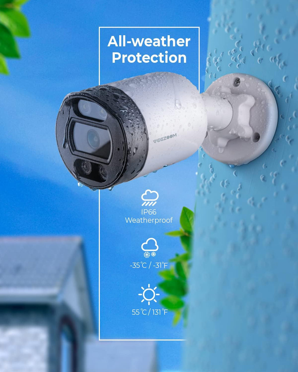 5MP PoE IP Camera with Two-Way Audio, Full-Color Night Vision, AI Human Detection, IP66 Weatherproof Z366