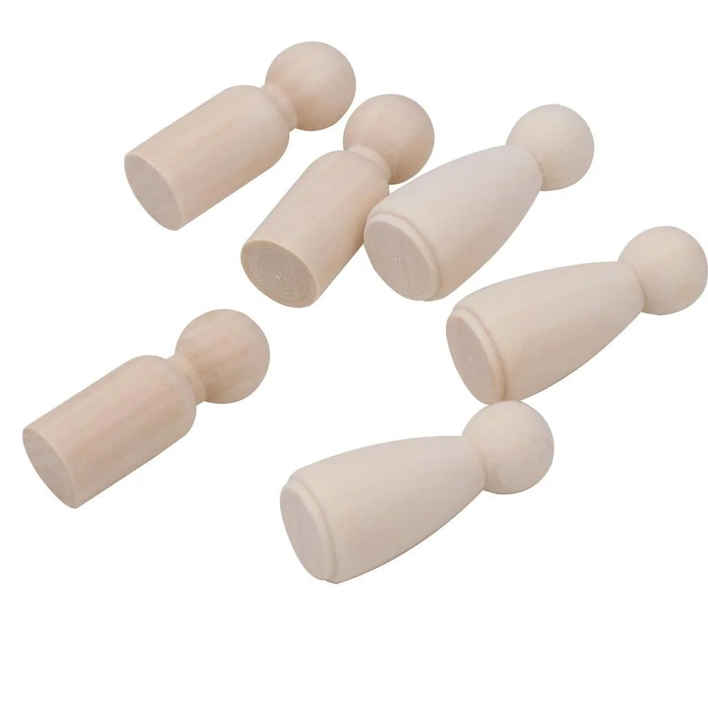 20Pcs Natural Unfinished Wooden Peg Doll Bodies Woman 55mm U286