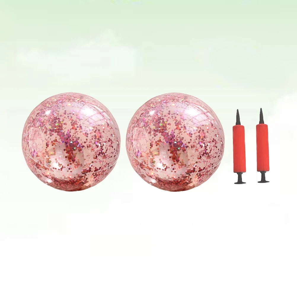 Rose Golden 4 Pcs Glitter Beach Ball Set with Pump P830