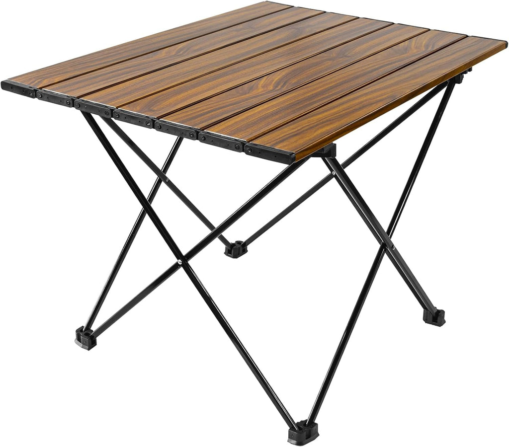 Wooden Grain Ultralight Aluminum Folding Camping Table with Carry Bag O277