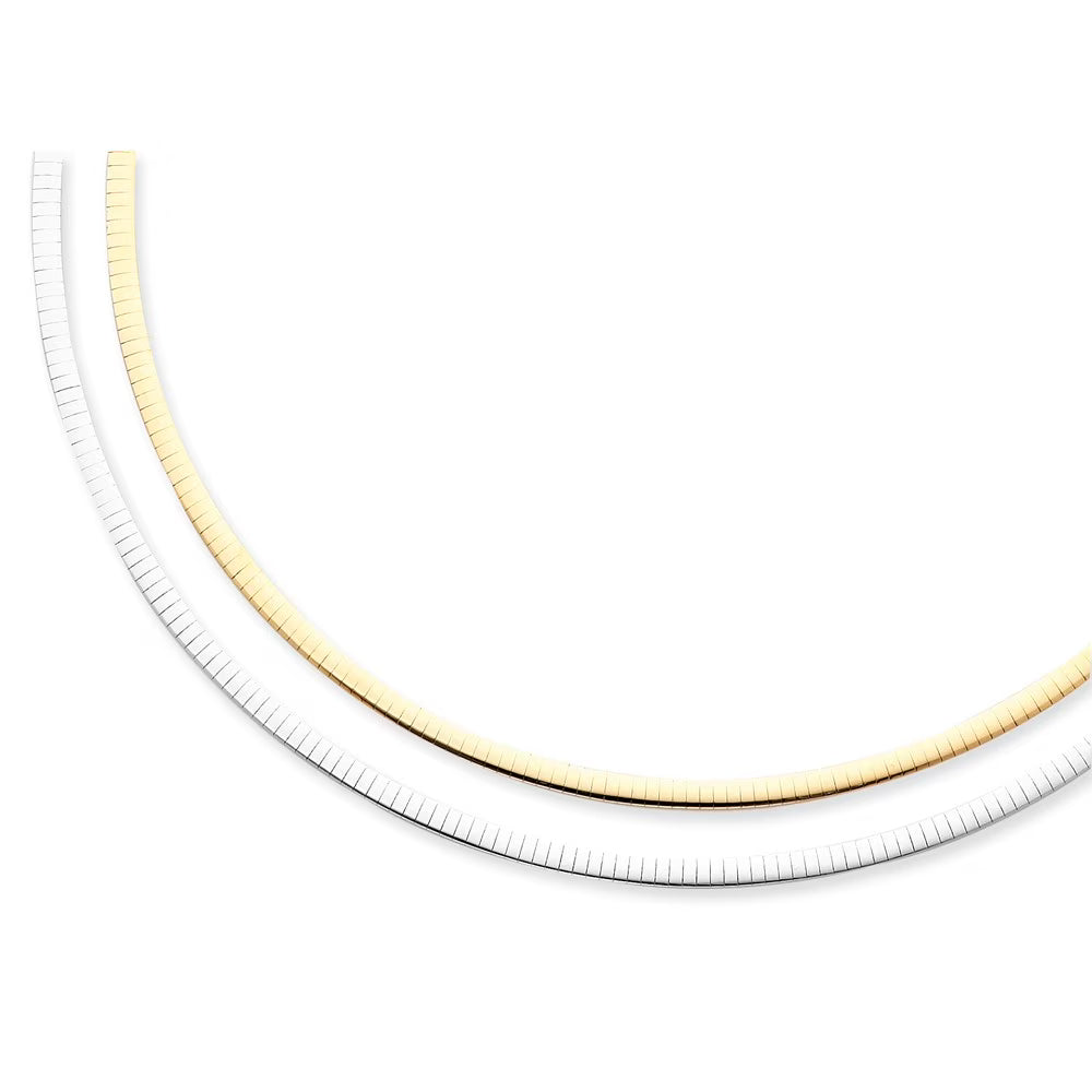 14k Two-Tone Gold Reversible 4mm Omega Necklace -18" L161732