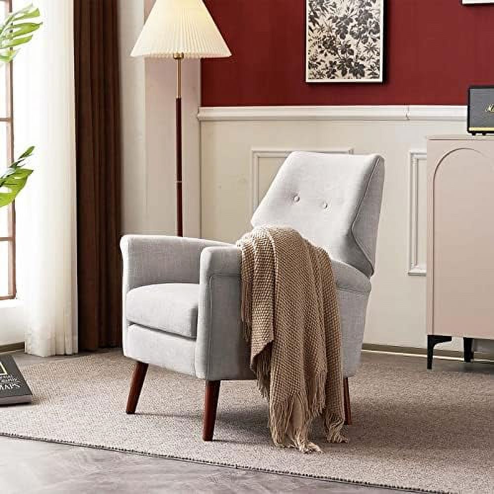 Chenille-Orange Upholstered Fabric Armchair with Wood Legs J6407