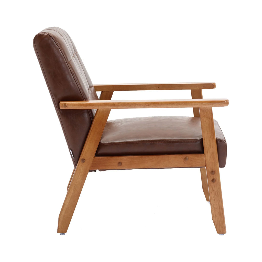 Accent Chairs Set of 2 with Side Table, Wood and Fabric Armchairs S604