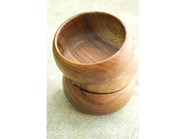 Set of 4 Acacia Wood Round Serving Bowl P200
