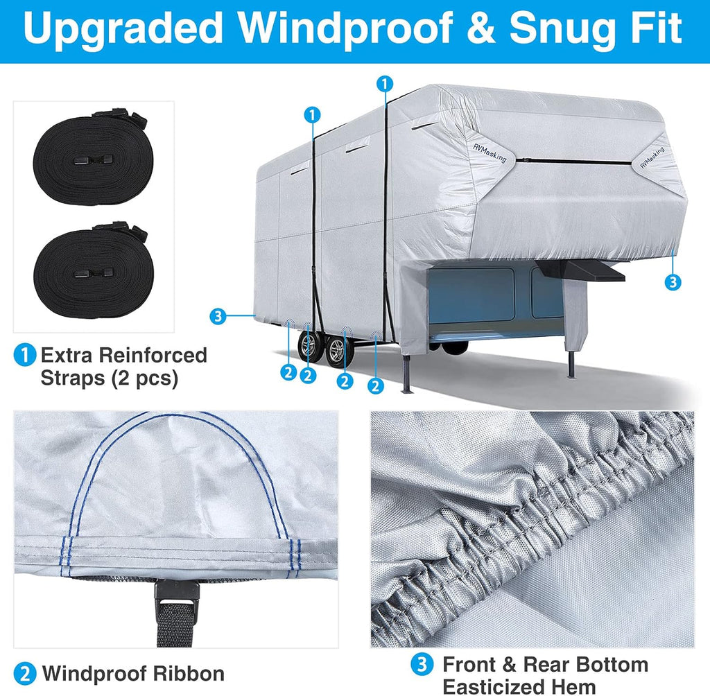 Rip-Stop 5th Wheel RV Cover Waterproof Polyester Pack of 2 N46258