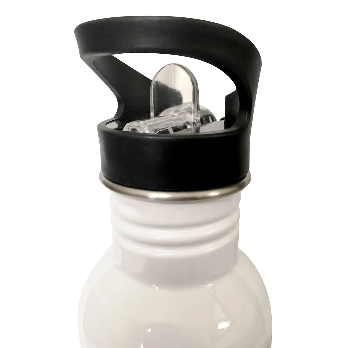 Mint Blue Black and White Damask Pattern Straw Water Bottle, 21-ounce B249