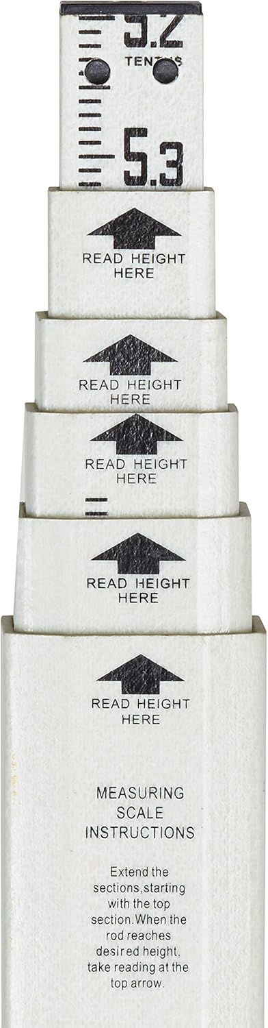 25-Foot Fiberglass Rectangular Leveling Rods, 4 Section Telescopic with Carrying Case U733994