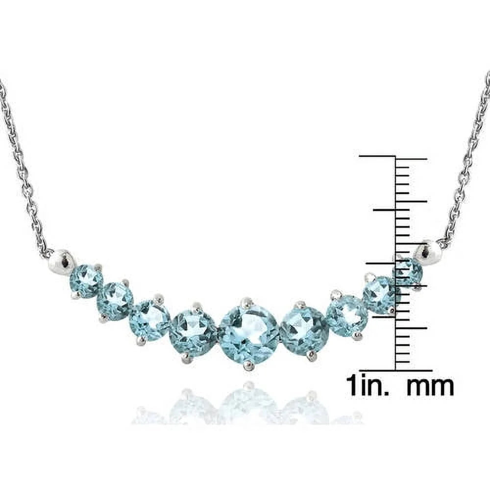 Blue Topaz Sterling Silver Graduated Necklace Z3627