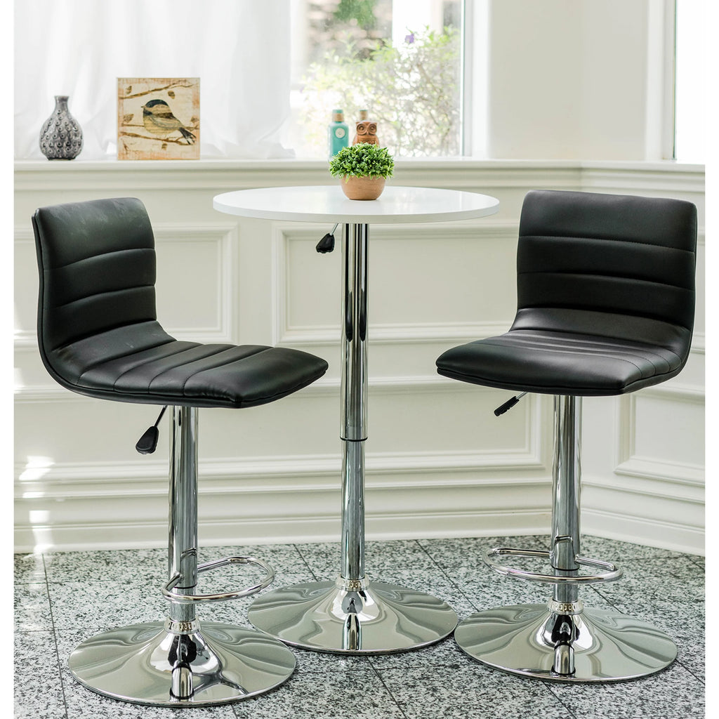 Black PU Leather Adjustable Swivel Bar Stools Set of 2 Y8549