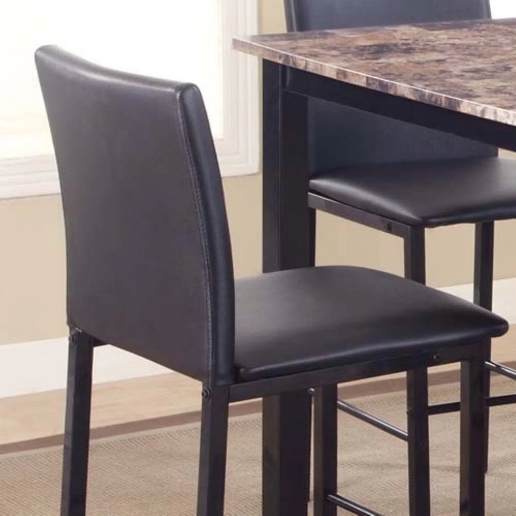 Black Counter Dining Set with Laminated Faux Marble Top S70315
