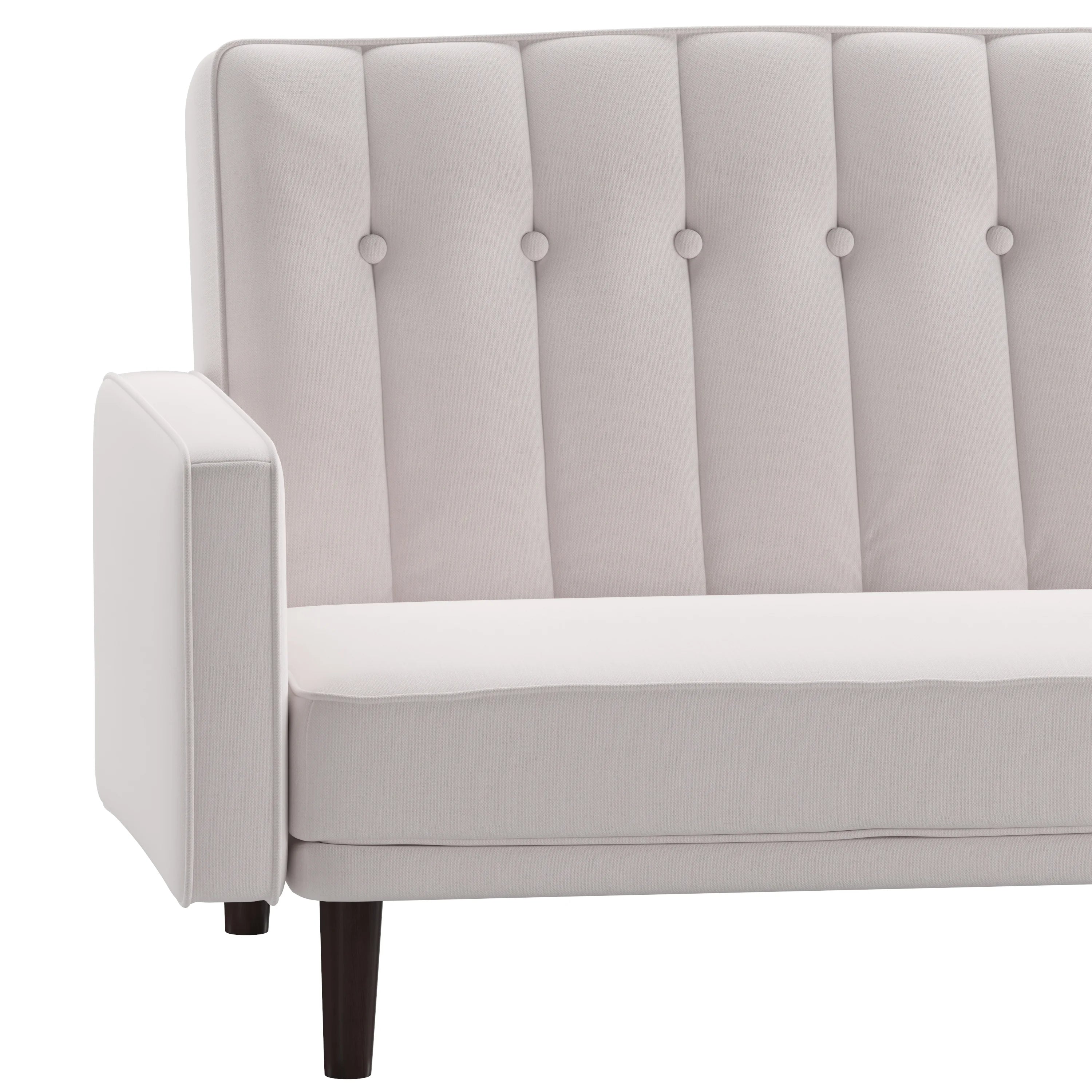 Stone Faux Linen Convertible Sleeper Sofa Futon with Solid Wooden Legs W297