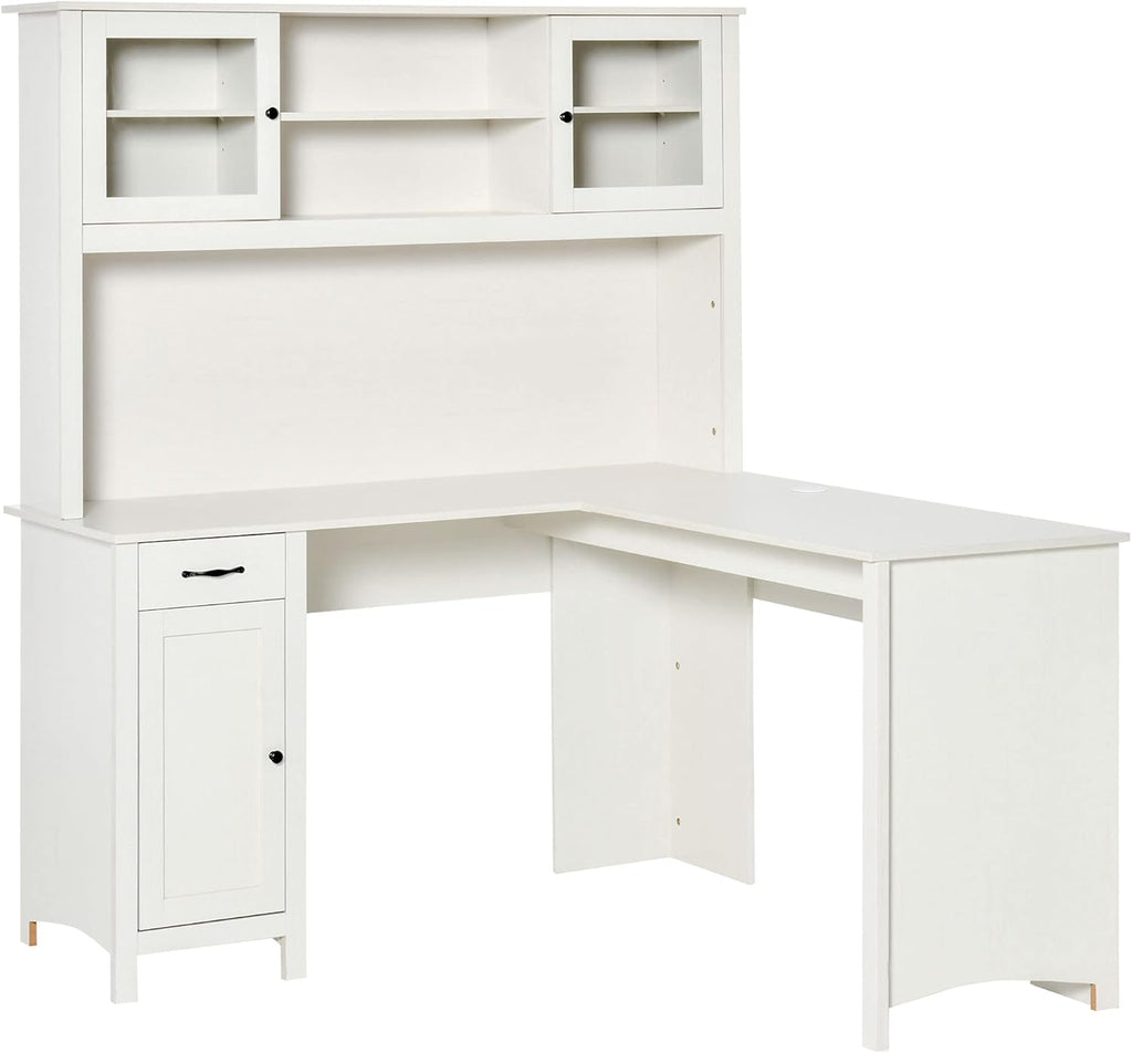 L-Shaped Desk with Hutch and Drawers Y204