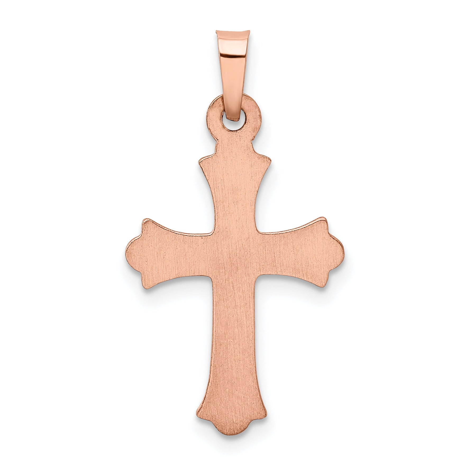14K Rose Gold Heart Hollow Cross Pendant J57354