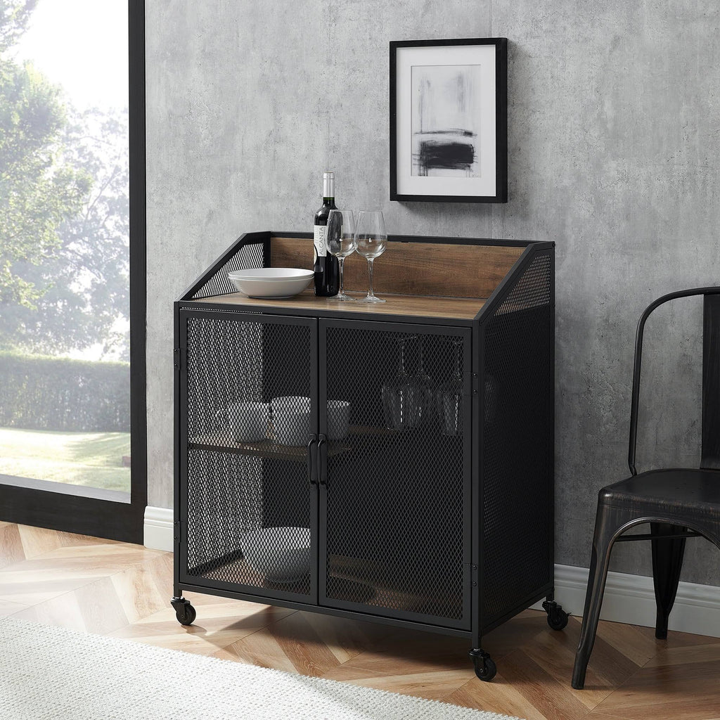 Grey Wash Mesh Bar Cabinet F756032