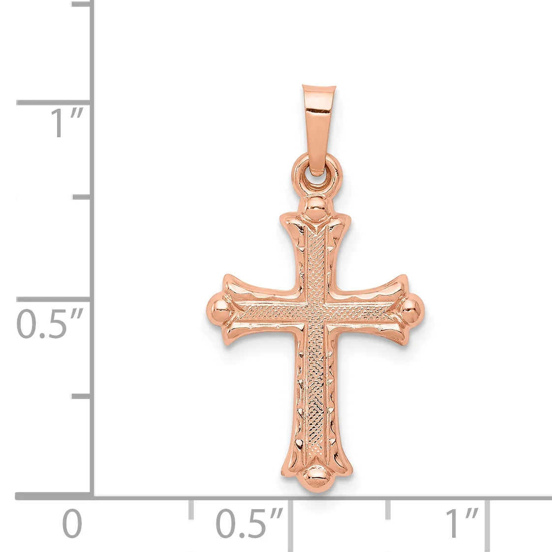 14K Rose Gold Heart Hollow Cross Pendant J57354