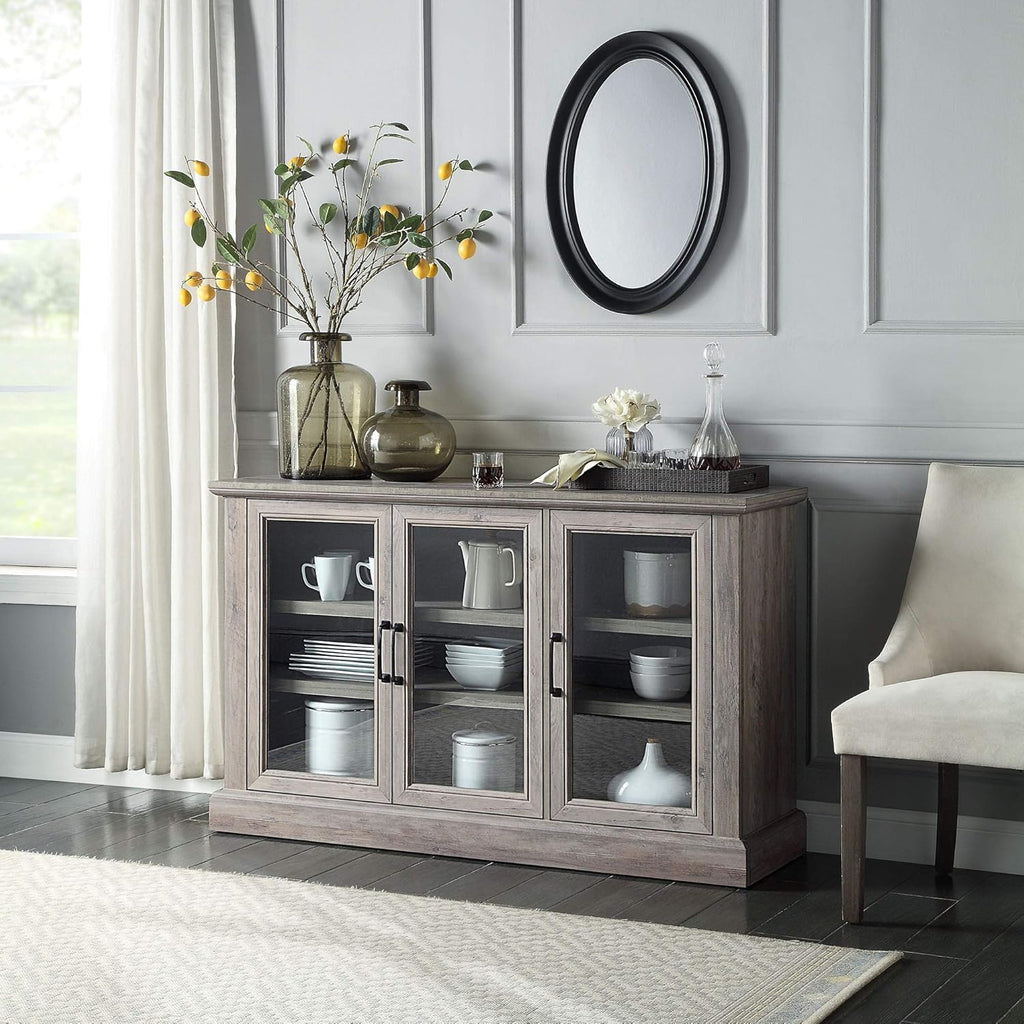 Rustic Gray Wood Sideboard with Storage Cabinet N612289