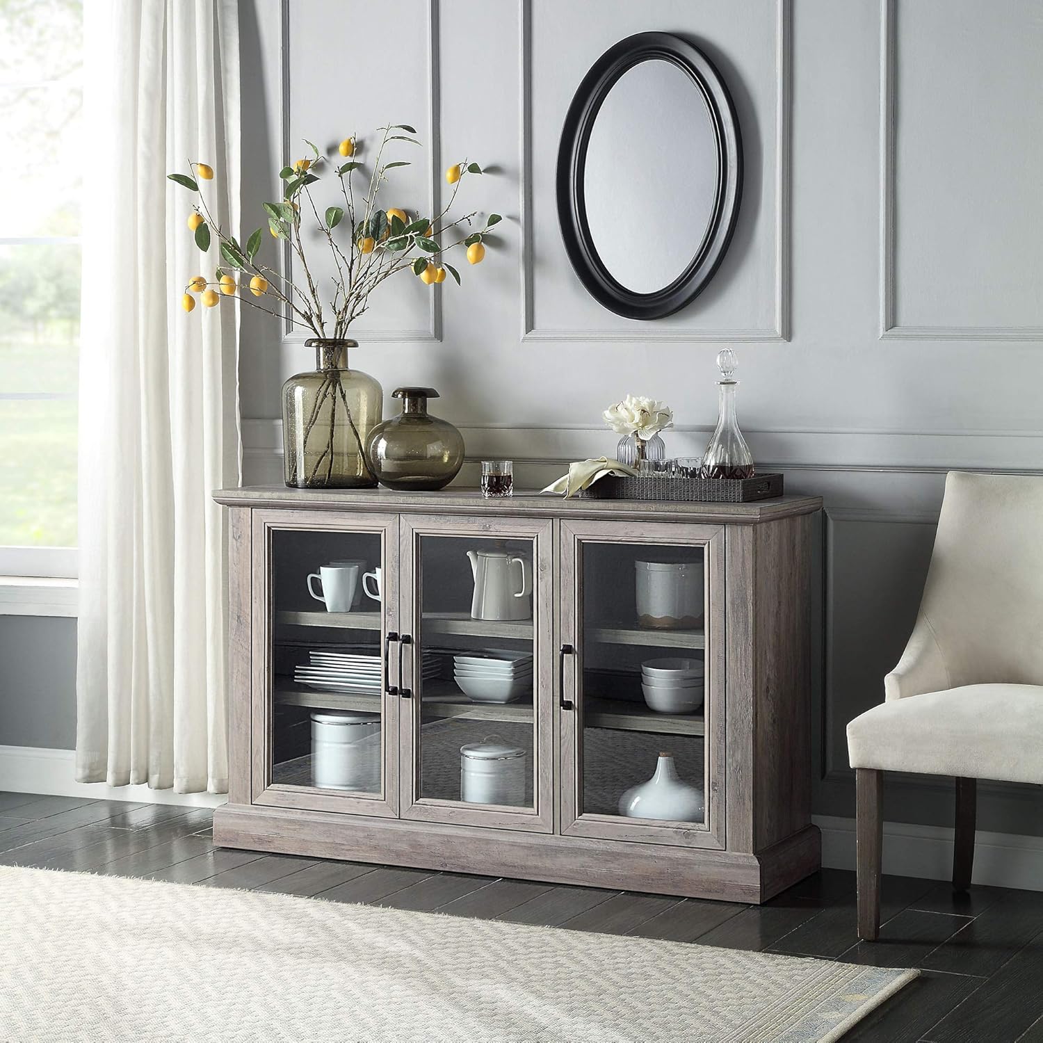 Rustic Gray Wood Sideboard with Storage Cabinet N612289