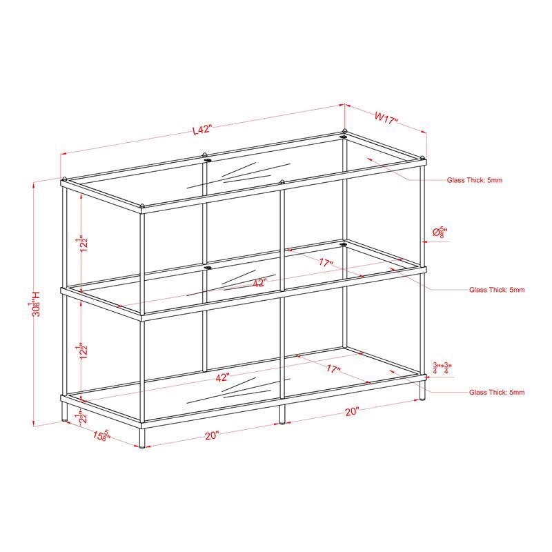 Metal and Clear Glass Top Console Table in Champagne J429158
