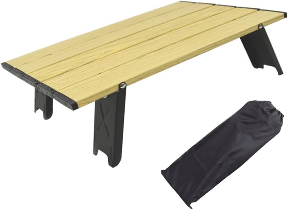 Wooden Grain Ultralight Aluminum Folding Camping Table with Carry Bag O277