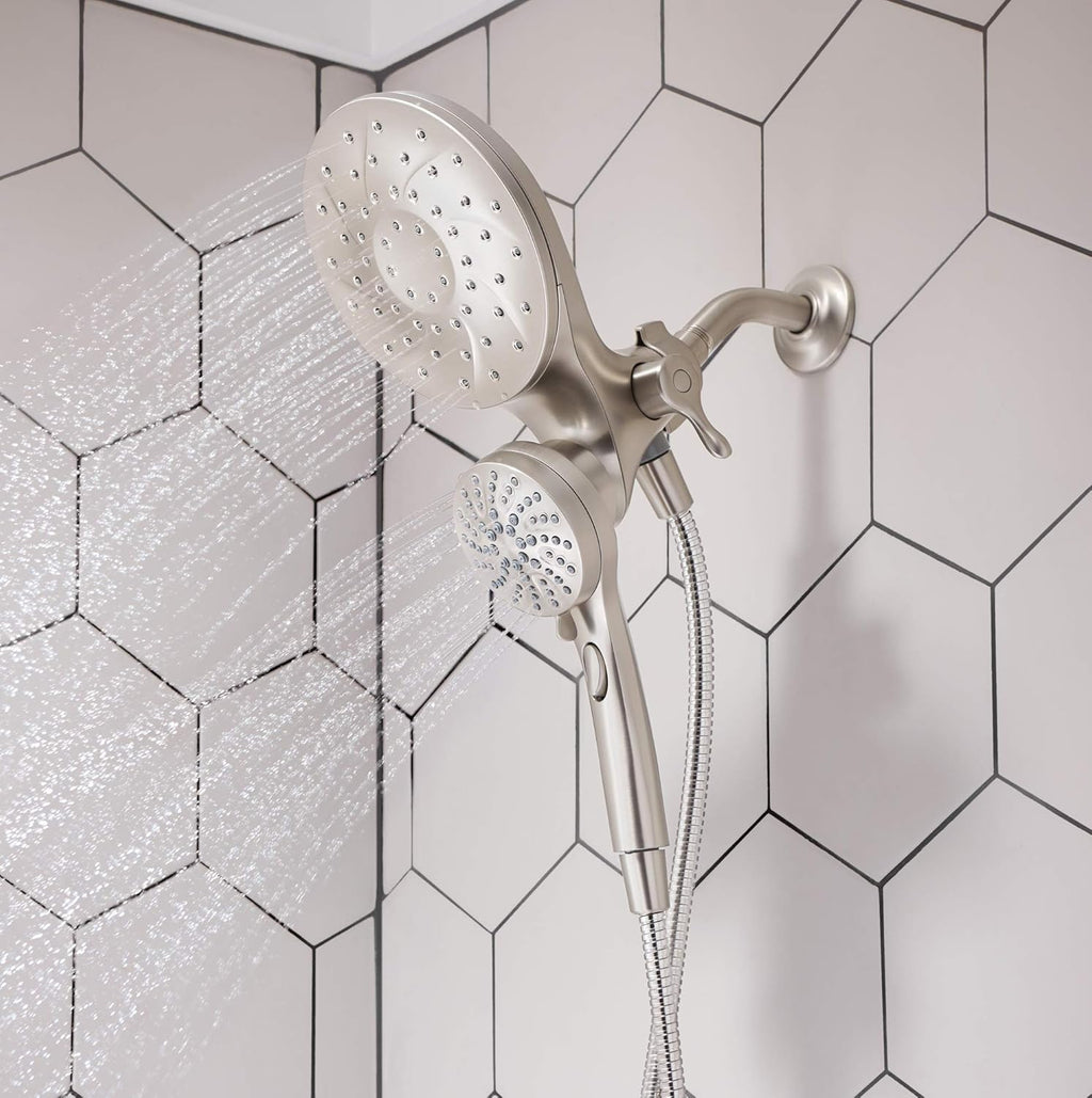 Spot Resist Brushed Nickel Handshower and Rainshower Combo F5146