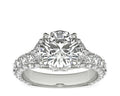 14K White Gold Solitaire Engagement Ring with Accents V609