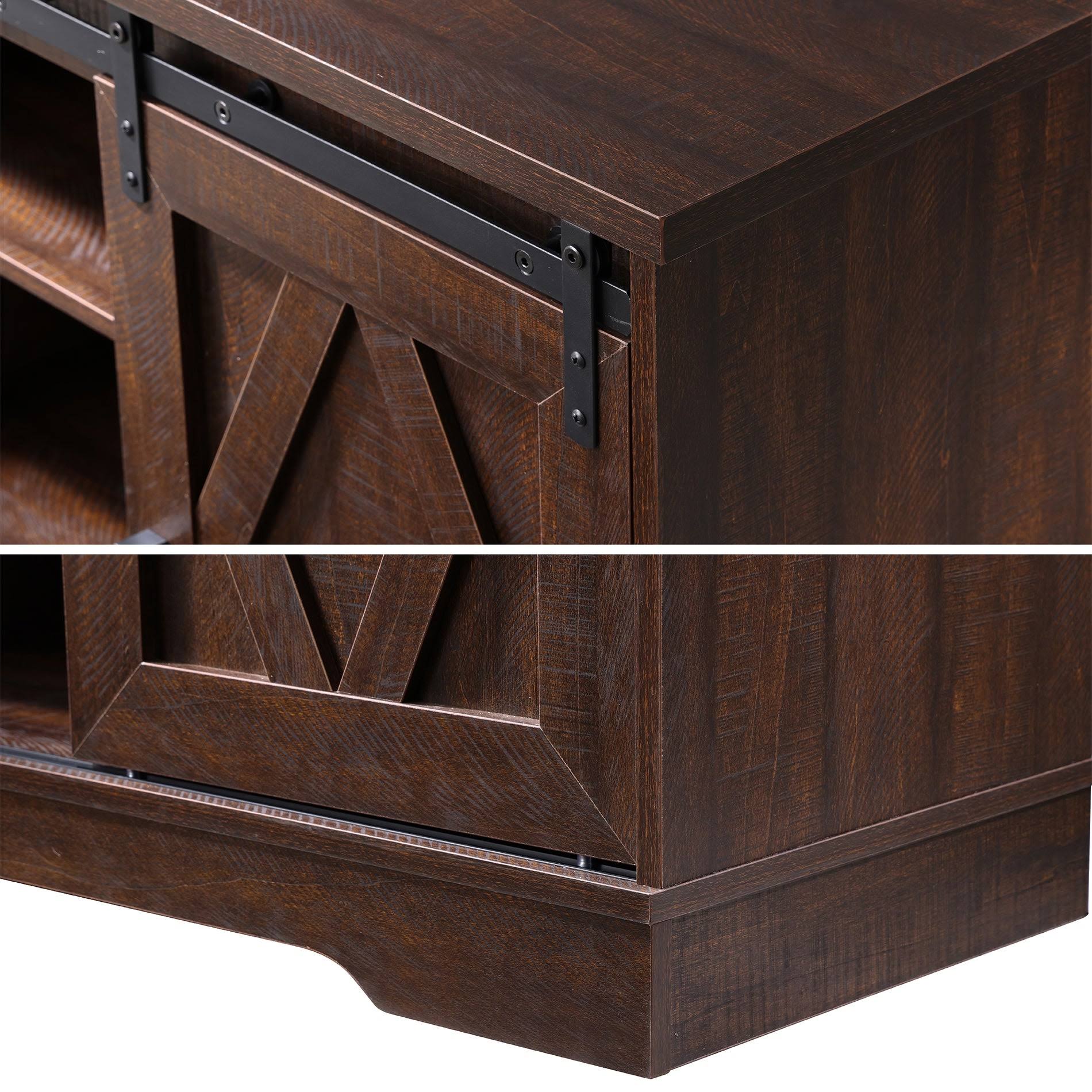 Rustic Brown Wash Wood TV Stand / Storage Cabinet Y289498