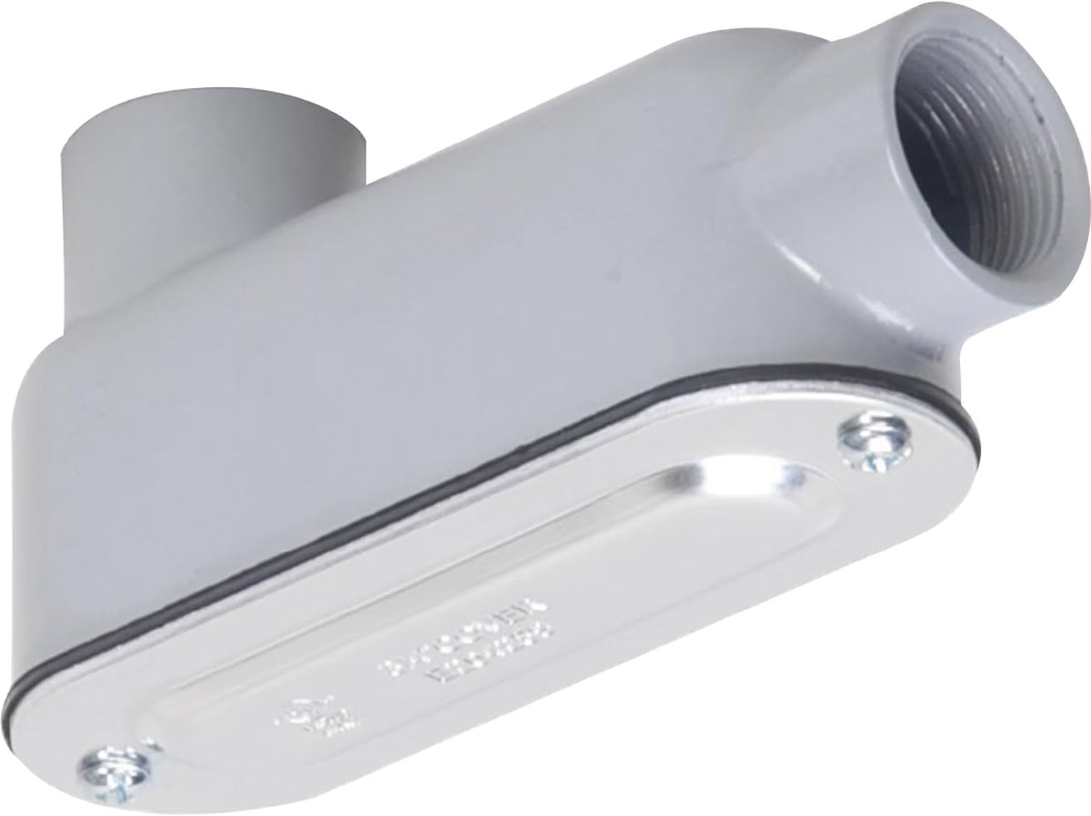 3/4-Inch Gray Cast Aluminum Threaded Conduit Body with Stamped Steel Cover V845
