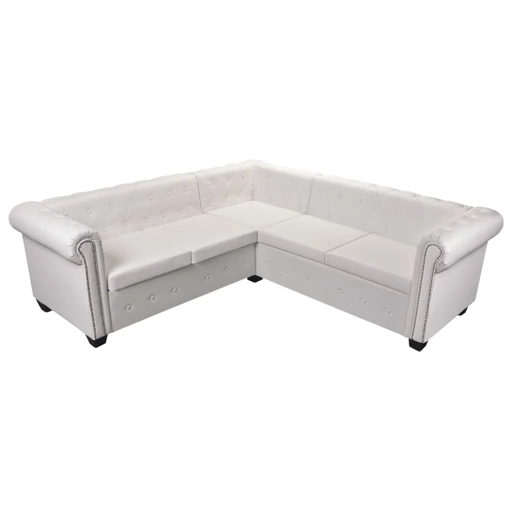 White Faux Leather 5-Seater Corner Sofa K3295