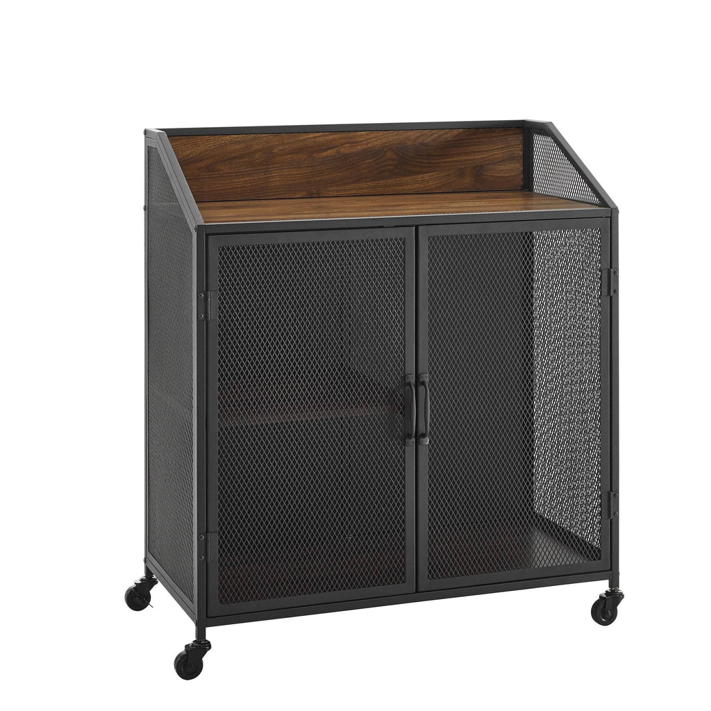 Grey Wash Mesh Bar Cabinet F756032