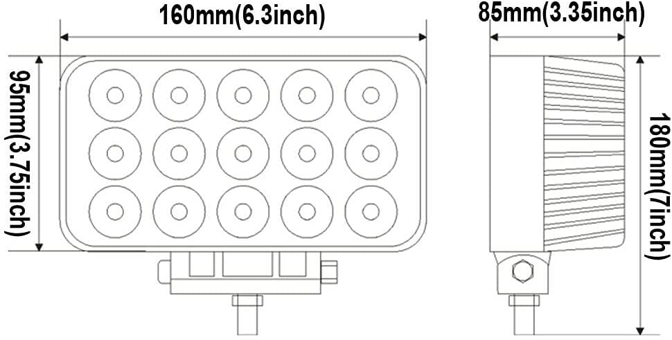 45W Rectangular LED Work Light Pack of 2 C1143
