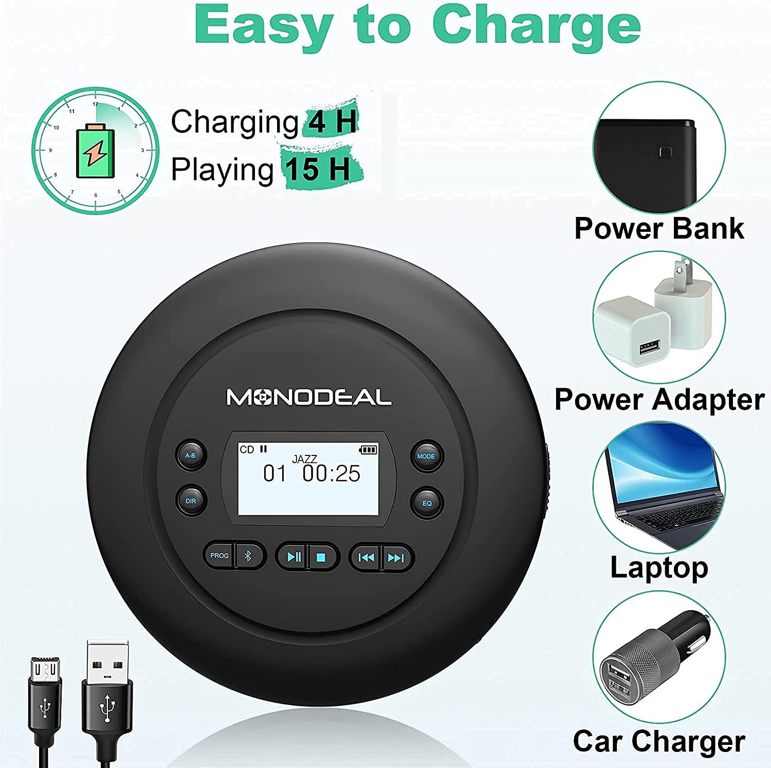 Bluetooth CD Player with Headphones, Pack of 2 L3310