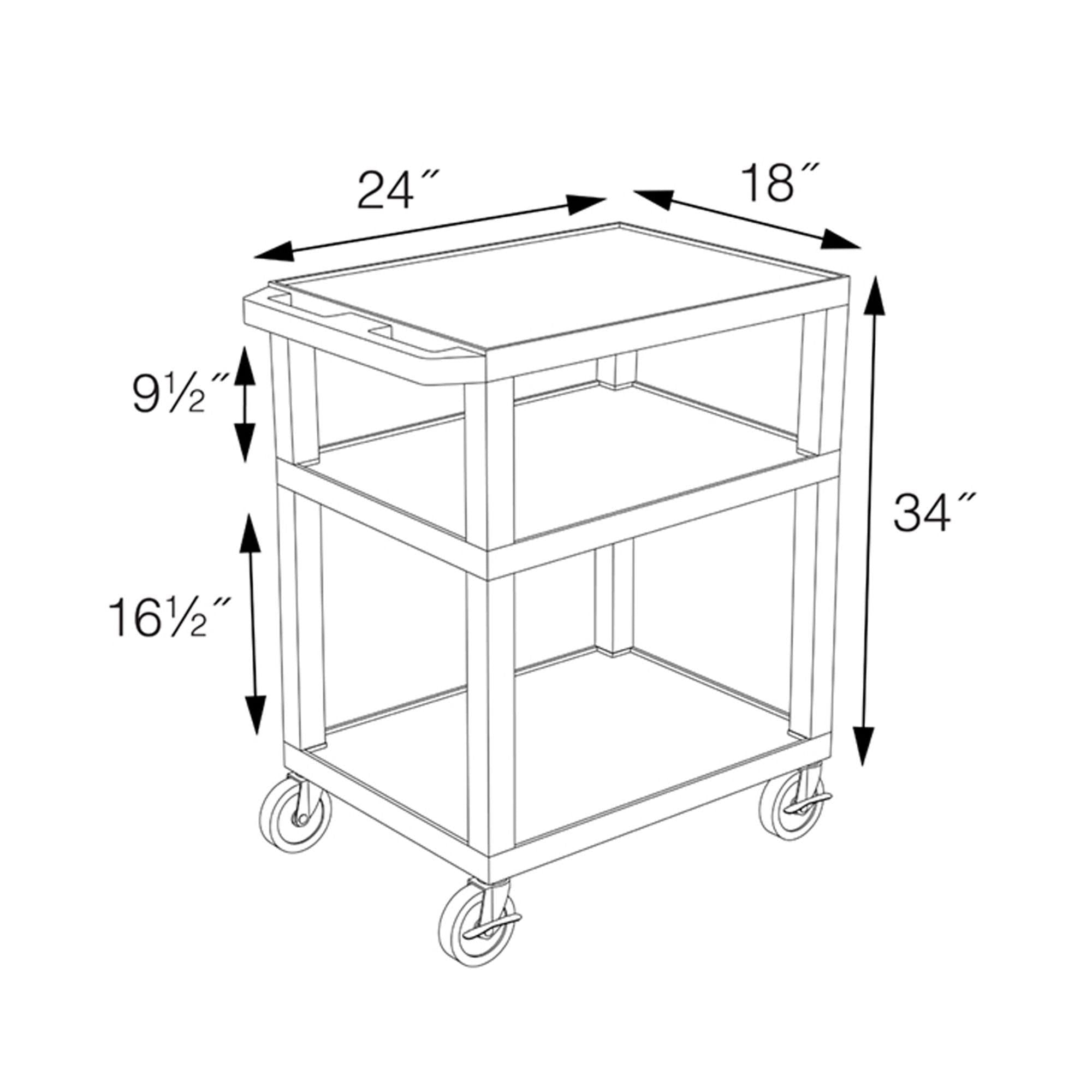 Black 3 Shelves Utility Cart T991