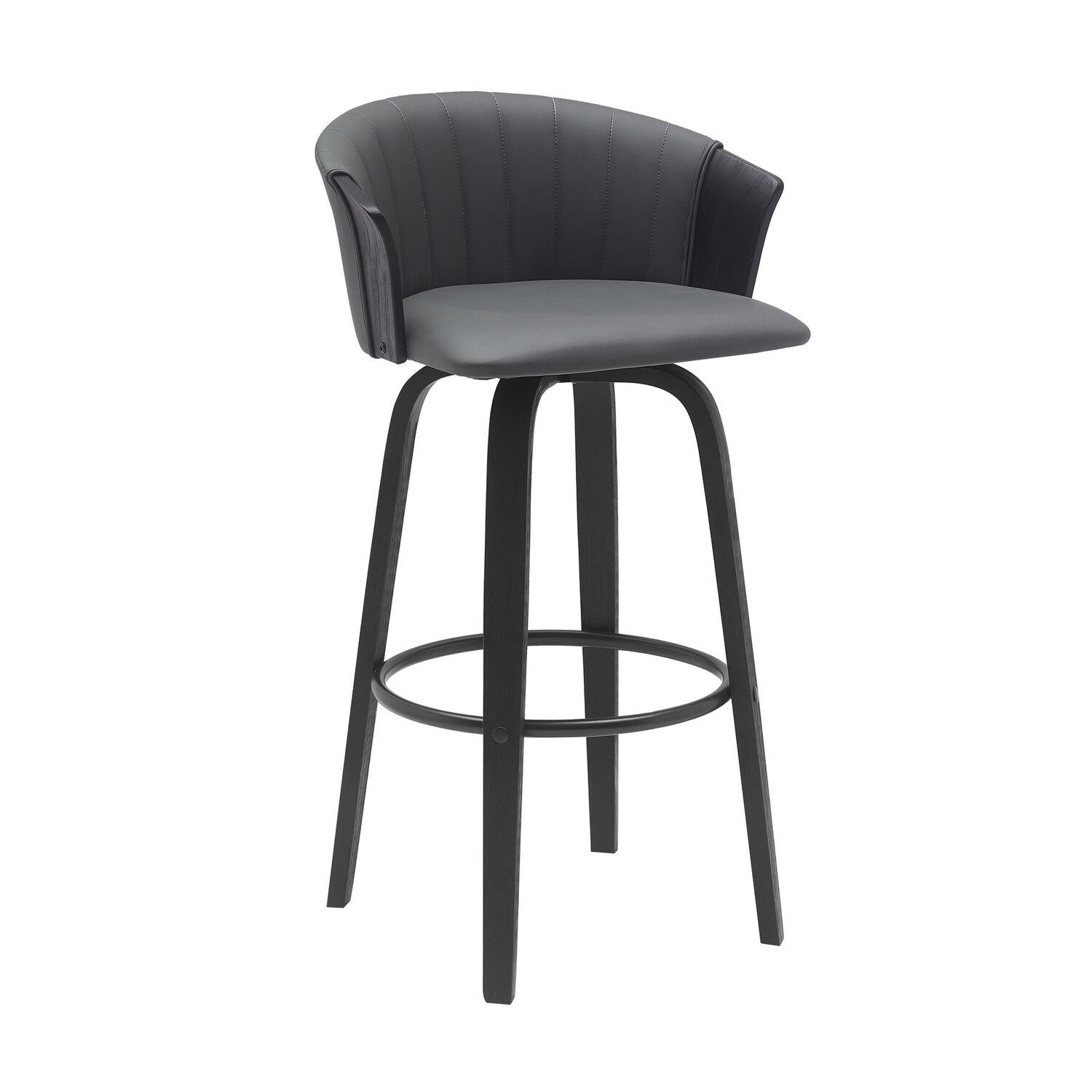 Black Faux Leather Swivel Barstool Chair S317453