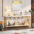 White Gold 2-Tier Faux Marble Console Table Z335