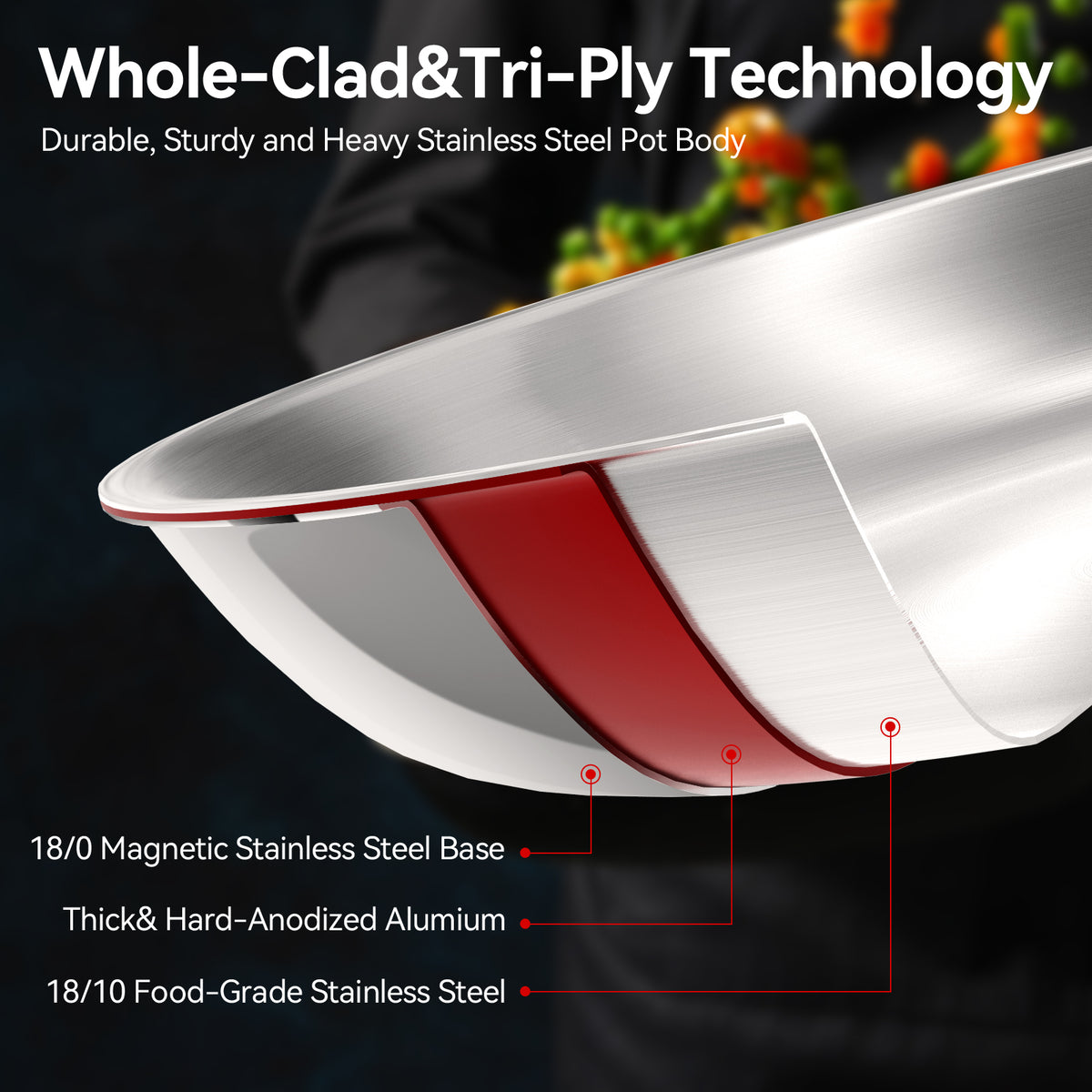 10PC Tri-Ply Stainless Steel Induction Cookware Set O4509