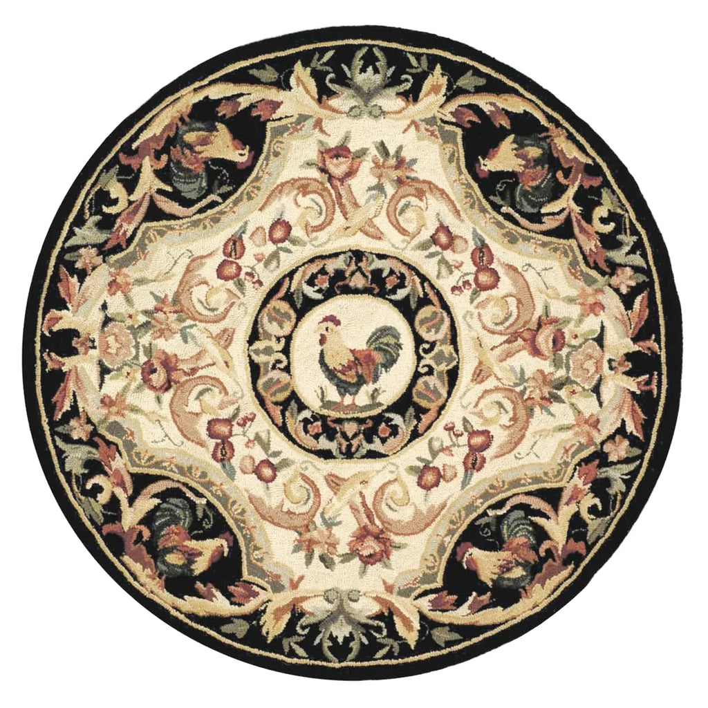 Ivory/Black Wool Novelty Area Rug S3415