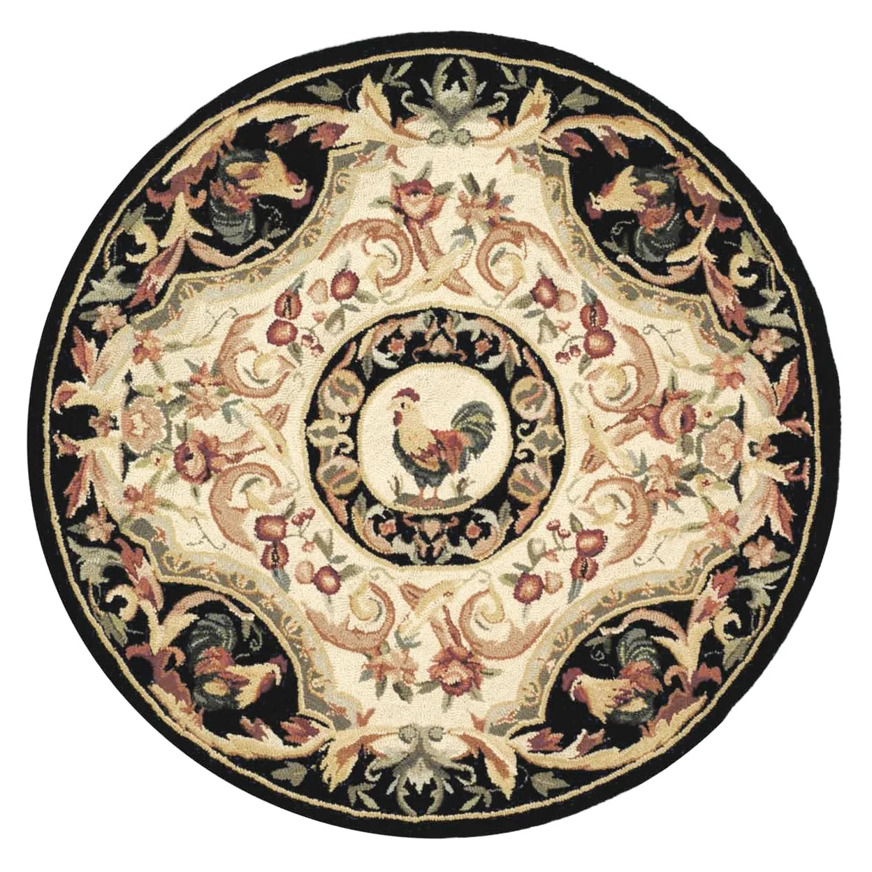 Ivory/Black Wool Novelty Area Rug S3415