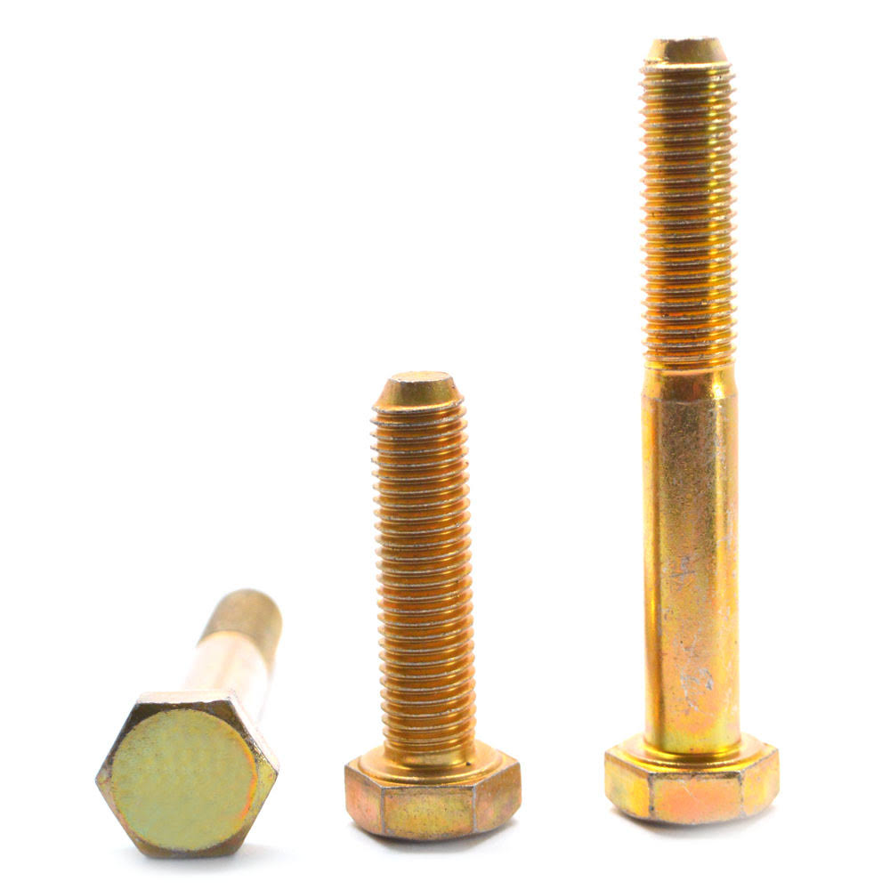 3/8-24 x 7/8 Fine Thread Grade 5 Hex Cap Screw, Medium Carbon Steel Yellow Cadmium Plated W294