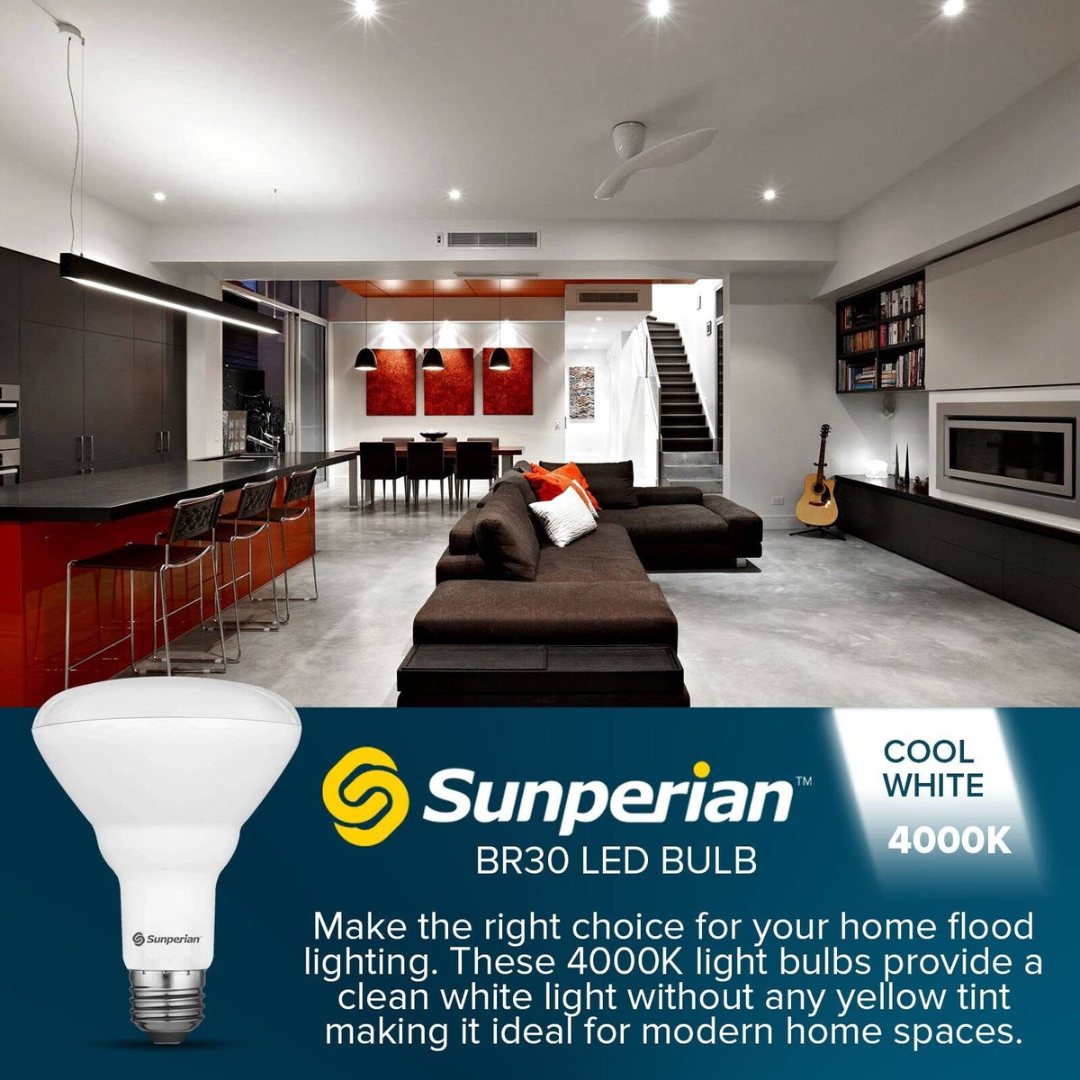 12 Pack BR30 LED Flood Bulb 8.5W 800lm Dimmable E26 Base 6500K X24725