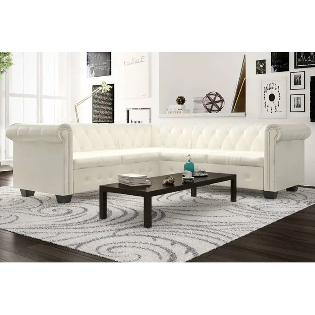 White Faux Leather 5-Seater Corner Sofa K3295